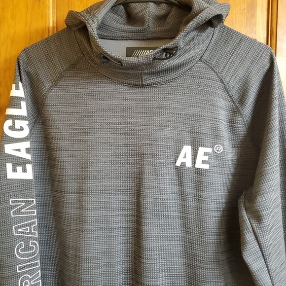 American Eagle Outfitters Other - American Eagle Med Hoodie Mens Gray Flex Logo Graphic Pullover Sweatshirt Active